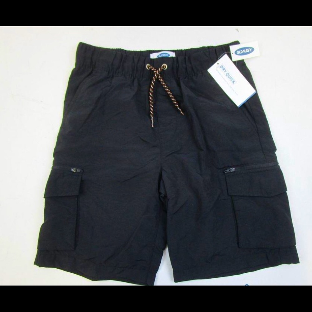 Old Navy- All Black Drawstring Swim Trunks w/ Zip-Up Pockets- Size L- NWT